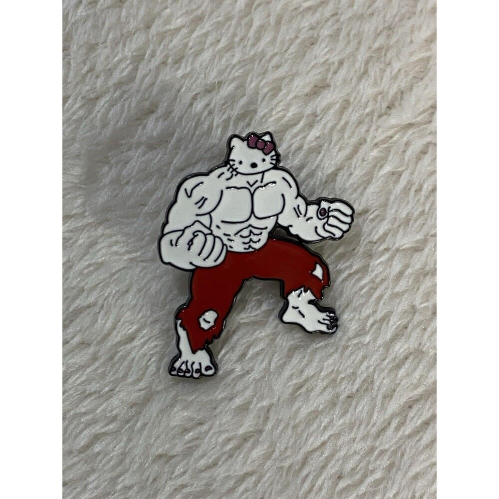 Sanrio Hello Kitty "Hulko" Enamel Pin Gym Buff Muscle Bodybuilder Design Funny